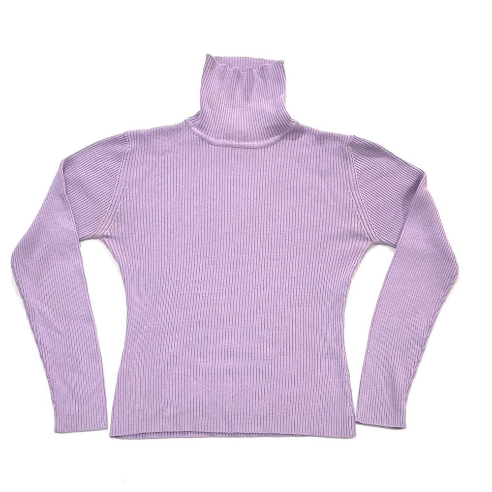 Vintage 90's Crystal Kobe Fitted Ski Sweater Ribbed Cotton Blend Purple Small